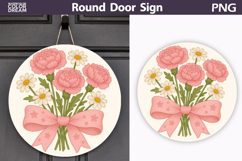 Peonies Daisy Round Sign | Wildflowers Sublimation Product Image 1