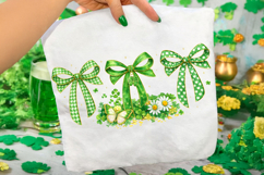 Floral Coquette Bow St Patrick's Day PNG, Shamrock PNG, Luck Product Image 1