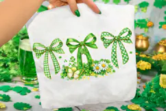 Floral Coquette Bow St Patrick's Day PNG, Shamrock PNG, Luck Product Image 1