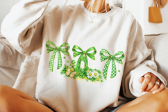Floral Coquette Bow St Patrick's Day PNG, Shamrock PNG, Luck Product Image 3