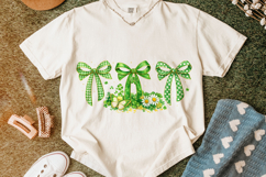 Floral Coquette Bow St Patrick's Day PNG, Shamrock PNG, Luck Product Image 4