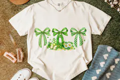 Floral Coquette Bow St Patrick's Day PNG, Shamrock PNG, Luck Product Image 4