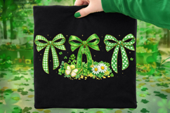 Floral Coquette Bow St Patrick's Day PNG, Shamrock PNG, Luck Product Image 6