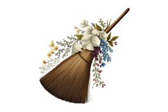 Watercolor Floral Brooms Clipart Bundle