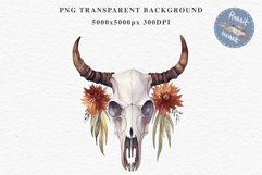 Floral Bull Skull Flowers Clipart PNG Scrapbooking Nursery Art Watercolor Transparent wedding invitation shirt designs sublimation printable bloom architecture  watercolor floral bull skull flowers clipart, sublimation nursery, wedding invitation