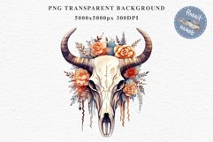 Floral Bull Skull Flowers Clipart PNG Scrapbooking Nursery Art Watercolor Transparent wedding invitation shirt designs sublimation printable bloom architecture  watercolor floral bull skull flowers clipart, sublimation nursery, wedding invitation