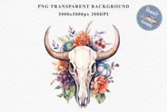 Floral Bull Skull Flowers Clipart PNG Scrapbooking Nursery Art Watercolor Transparent wedding invitation shirt designs sublimation printable bloom architecture  watercolor floral bull skull flowers clipart, sublimation nursery, wedding invitation