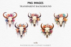 Floral Bull Skull Flowers Clipart PNG Scrapbooking Nursery Art Watercolor Transparent wedding invitation shirt designs sublimation printable bloom architecture