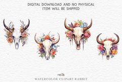 Floral Bull Skull Flowers Clipart PNG Scrapbooking Nursery Art Watercolor Transparent wedding invitation shirt designs sublimation printable bloom architecture