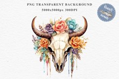 Floral Bull Skull Flowers Clipart PNG Scrapbooking Nursery Art Watercolor Transparent wedding invitation shirt designs sublimation printable bloom architecture  watercolor floral bull skull flowers clipart, sublimation nursery, wedding invitation