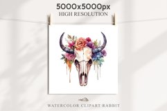 Floral Bull Skull Flowers Clipart PNG Scrapbooking Nursery Art Watercolor Transparent wedding invitation shirt designs sublimation printable bloom architecture  watercolor floral bull skull flowers clipart, sublimation nursery, wedding invitation