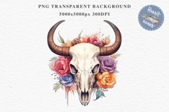 Floral Bull Skull Flowers Clipart PNG Scrapbooking Nursery Art Watercolor Transparent wedding invitation shirt designs sublimation printable bloom architecture  watercolor floral bull skull flowers clipart, sublimation nursery, wedding invitation
