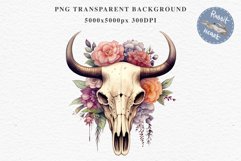 Floral Bull Skull Flowers Clipart PNG Scrapbooking Nursery Art Watercolor Transparent wedding invitation shirt designs sublimation printable bloom architecture  watercolor floral bull skull flowers clipart, sublimation nursery, wedding invitation