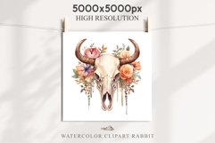 Floral Bull Skull Flowers Clipart PNG Scrapbooking Nursery Art Watercolor Transparent wedding invitation shirt designs sublimation printable bloom architecture