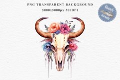 Floral Bull Skull Flowers Clipart PNG Scrapbooking Nursery Art Watercolor Transparent wedding invitation shirt designs sublimation printable bloom architecture  watercolor floral bull skull flowers clipart, sublimation nursery, wedding invitation