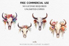 Floral Bull Skull Flowers Clipart PNG Scrapbooking Nursery Art Watercolor Transparent wedding invitation shirt designs sublimation printable bloom architecture