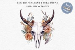 Floral Bull Skull Flowers Clipart PNG Scrapbooking Nursery Art Watercolor Transparent wedding invitation shirt designs sublimation printable bloom architecture  watercolor floral bull skull flowers clipart, sublimation nursery, wedding invitation