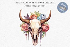 Floral Bull Skull Flowers Clipart PNG Scrapbooking Nursery Art Watercolor Transparent wedding invitation shirt designs sublimation printable bloom architecture  watercolor floral bull skull flowers clipart, sublimation nursery, wedding invitation