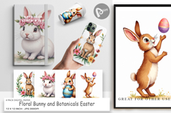 Floral Bunny Easter Digital Paper Product Image 1