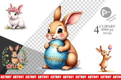 Floral Bunny Easter Sublimation Product Image 1