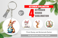 Floral Bunny Easter Keychain Product Image 1