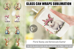 Floral Bunny Easter Glass Can Product Image 1