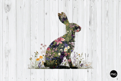 Wildflower Bunny PNG, Floral Bunny PNG. Easter Bunny PNG Product Image 1