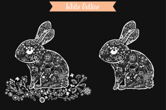 Floral Bunny with Wreath | Hand Drawn Rabbit Tattoo Outline Product Image 4