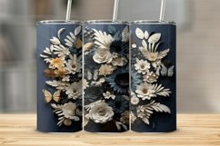 Paper Quilling Flowers Tumbler Sublimation Wrap PNG Product Image 1