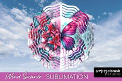 Butterfly Wind Spinner - Summer Flowers Spinner Sublimation Product Image 1