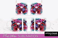 Floral Butterfly Mug Wrap Bundle - Flowers Mug Sublimation Product Image 6