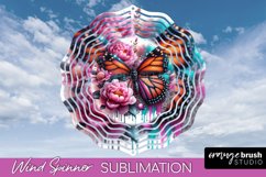 Butterfly Wind Spinner - Summer Flowers Spinner Sublimation Product Image 1
