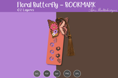 Floral Butterfly Bookmark SVG Template Product Image 2