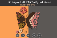 3D Layered Half butterfly half flower Product Image 3