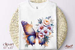 Floral butterfly clipart, purple butterfly transparent PNG Product Image 1