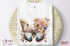 Floral butterfly clipart, flowers and butterfly transparent Product Image 1