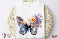 Floral butterfly clipart, butterfly with flowers PNG Product Image 1