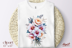 Bouquet of pink flowers clipart, floral clipart PNG Product Image 1