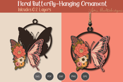 Hanging Floral butterfly Ornament SVG Product Image 1