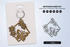 Floral Butterfly Keychain Laser Cut SVG Product Image 1