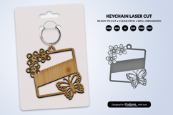 Floral Butterfly Keychain Laser Cut SVG Product Image 2