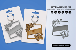 Floral Butterfly Keychain Laser Cut SVG Product Image 1