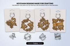 Floral Butterfly Keychain Laser Cut SVG Product Image 1