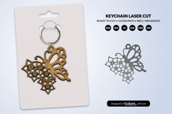 Floral Butterfly Keychain Laser Cut SVG Product Image 2