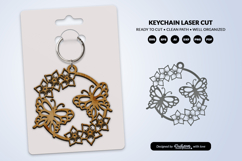 Floral Butterfly Keychain Laser Cut SVG Product Image 3