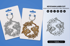 Floral Butterfly Keychain Laser Cut SVG Product Image 1