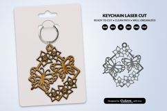 Floral Butterfly Keychain Laser Cut SVG Product Image 4