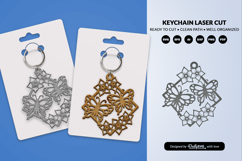 Floral Butterfly Keychain Laser Cut SVG Product Image 2