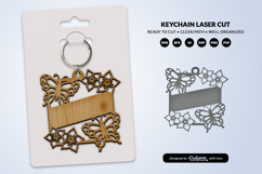 Floral Butterfly Keychain Laser Cut SVG Product Image 5