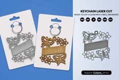 Floral Butterfly Keychain Laser Cut SVG Product Image 2